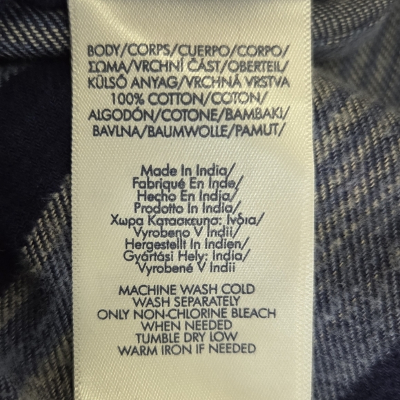 Chaps Blue Striped Flannel Men's Shirt Size Med - Picture 7 of 8